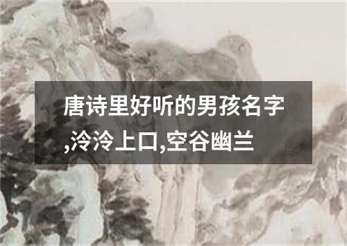 唐诗里好听的男孩名字,泠泠上口,空谷幽兰