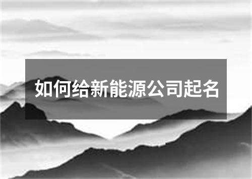 如何给新能源公司起名