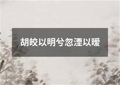 胡皎以明兮忽湮以暧