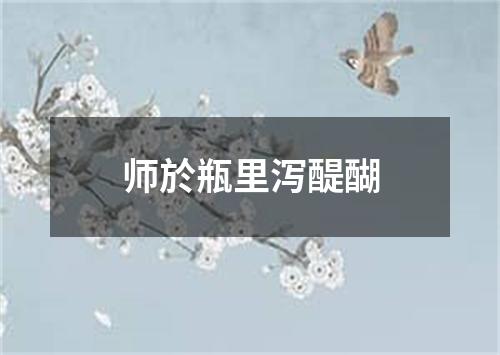 师於瓶里泻醍醐