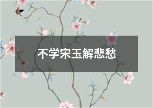 不学宋玉解悲愁