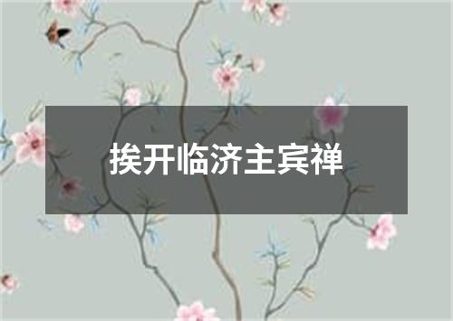 挨开临济主宾禅