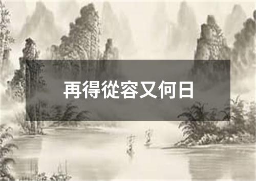 再得從容又何日