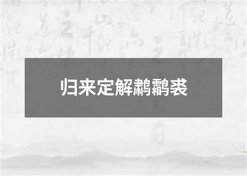 归来定解鹔鹴裘