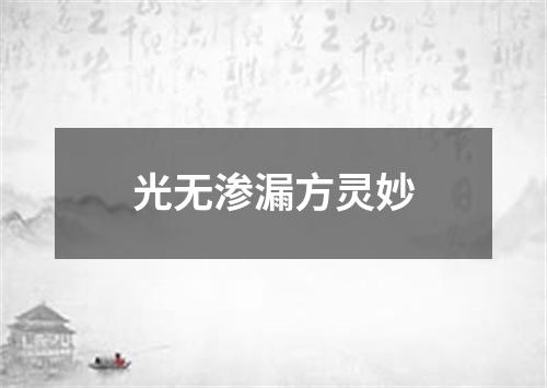 光无渗漏方灵妙