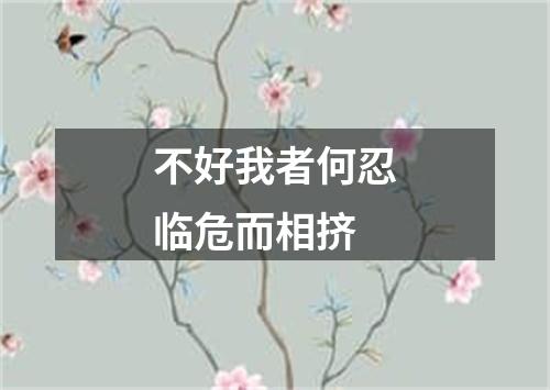 不好我者何忍临危而相挤