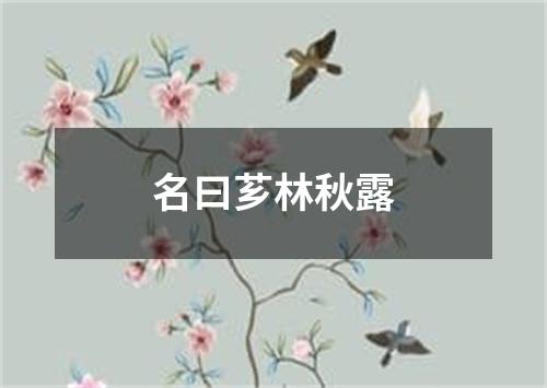 名曰芗林秋露