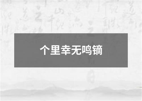 个里幸无鸣镝