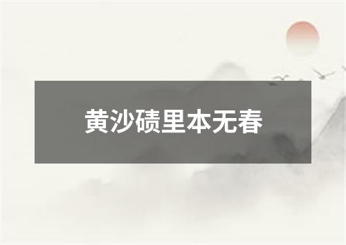 黄沙碛里本无春