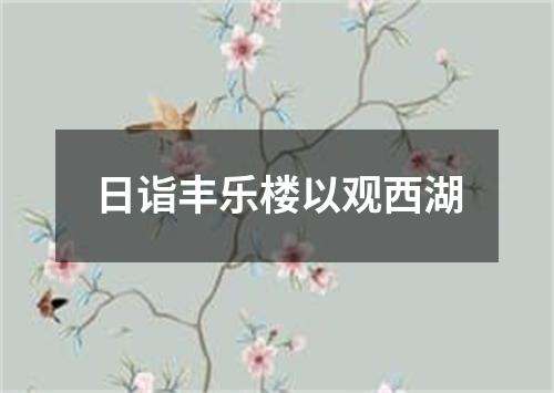 日诣丰乐楼以观西湖