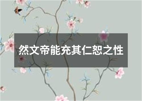 然文帝能充其仁恕之性