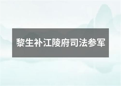 黎生补江陵府司法参军