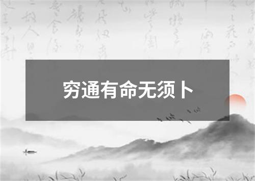 穷通有命无须卜