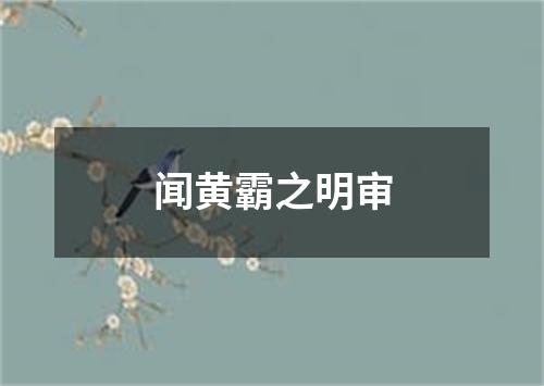 闻黄霸之明审