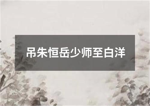 吊朱恒岳少师至白洋