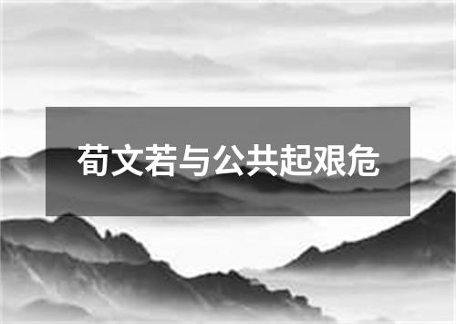 荀文若与公共起艰危