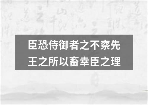 臣恐侍御者之不察先王之所以畜幸臣之理