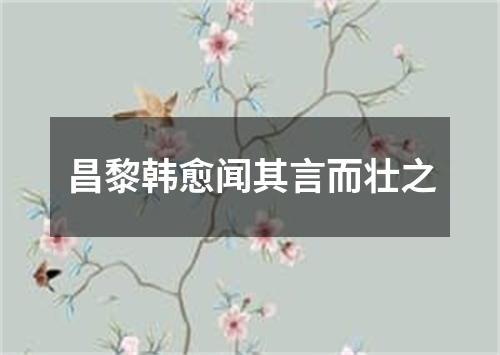 昌黎韩愈闻其言而壮之