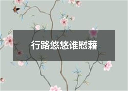 行路悠悠谁慰藉