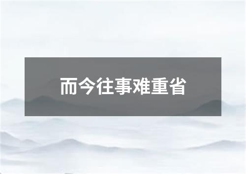 而今往事难重省