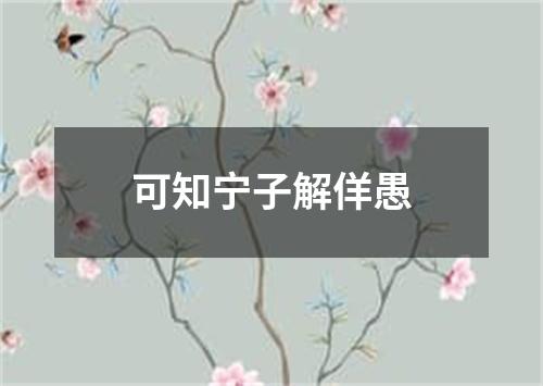 可知宁子解佯愚