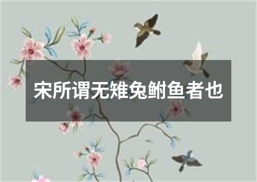 宋所谓无雉兔鲋鱼者也