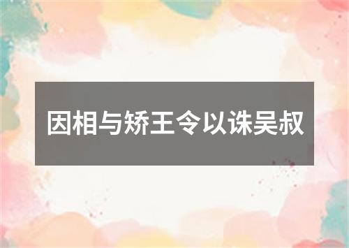 因相与矫王令以诛吴叔