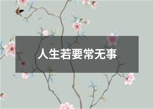 人生若要常无事