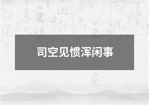 司空见惯浑闲事