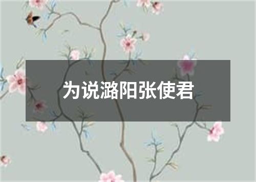 为说潞阳张使君