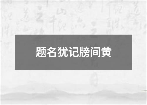 题名犹记牓间黄