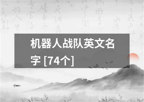 机器人战队英文名字 [74个]