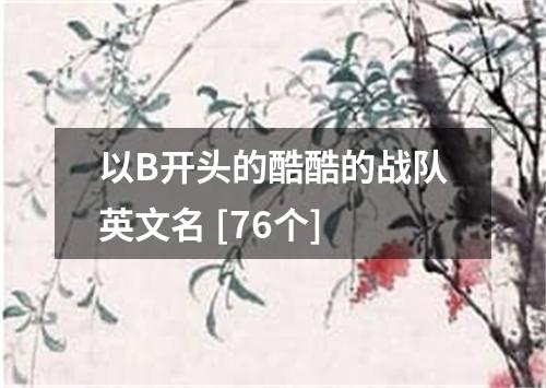 以B开头的酷酷的战队英文名 [76个]