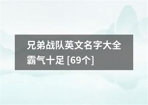 兄弟战队英文名字大全霸气十足 [69个]