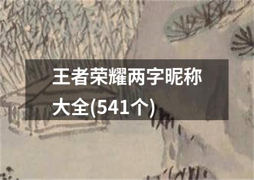 王者荣耀两字昵称大全(541个)