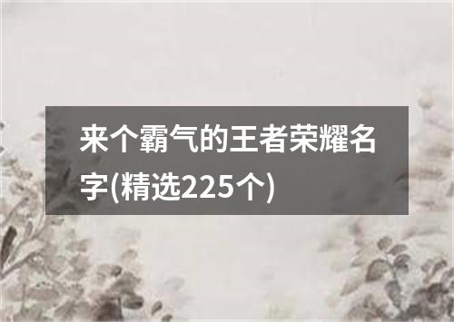 来个霸气的王者荣耀名字(精选225个)