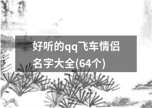 好听的qq飞车情侣名字大全(64个)