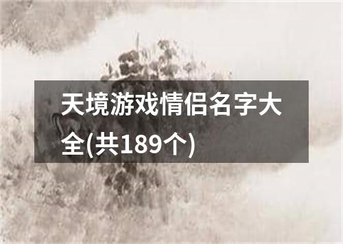 天境游戏情侣名字大全(共189个)