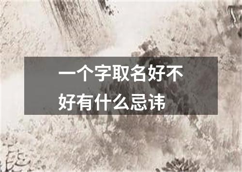 一个字取名好不好有什么忌讳