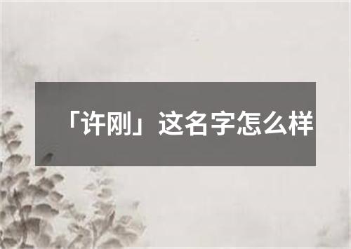 「许刚」这名字怎么样