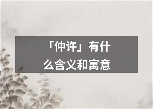 「仲许」有什么含义和寓意