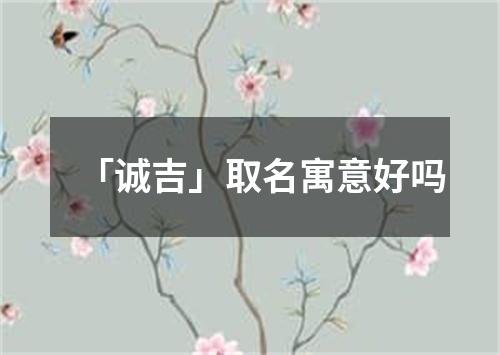 「诚吉」取名寓意好吗