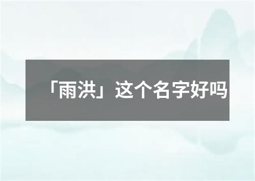 「雨洪」这个名字好吗