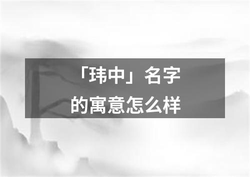 「玮中」名字的寓意怎么样