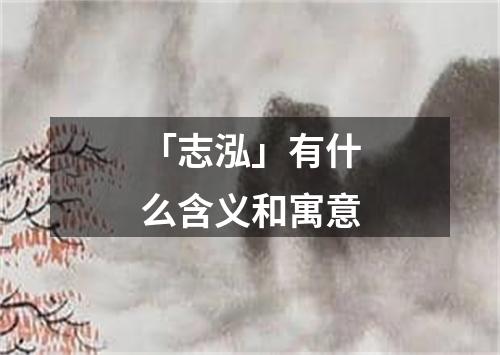 「志泓」有什么含义和寓意