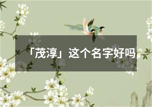 「茂淳」这个名字好吗