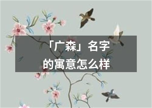 「广森」名字的寓意怎么样