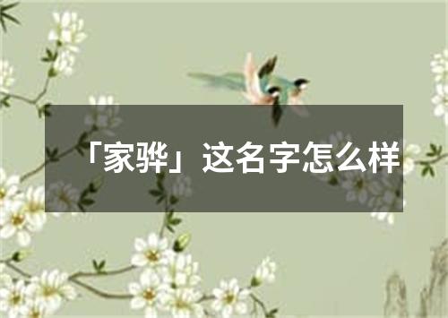 「家骅」这名字怎么样