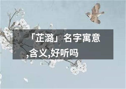 「芷潞」名字寓意,含义,好听吗