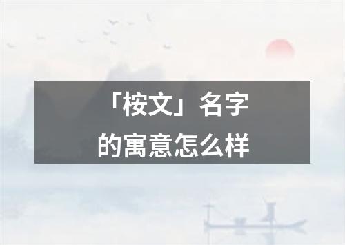 「桉文」名字的寓意怎么样